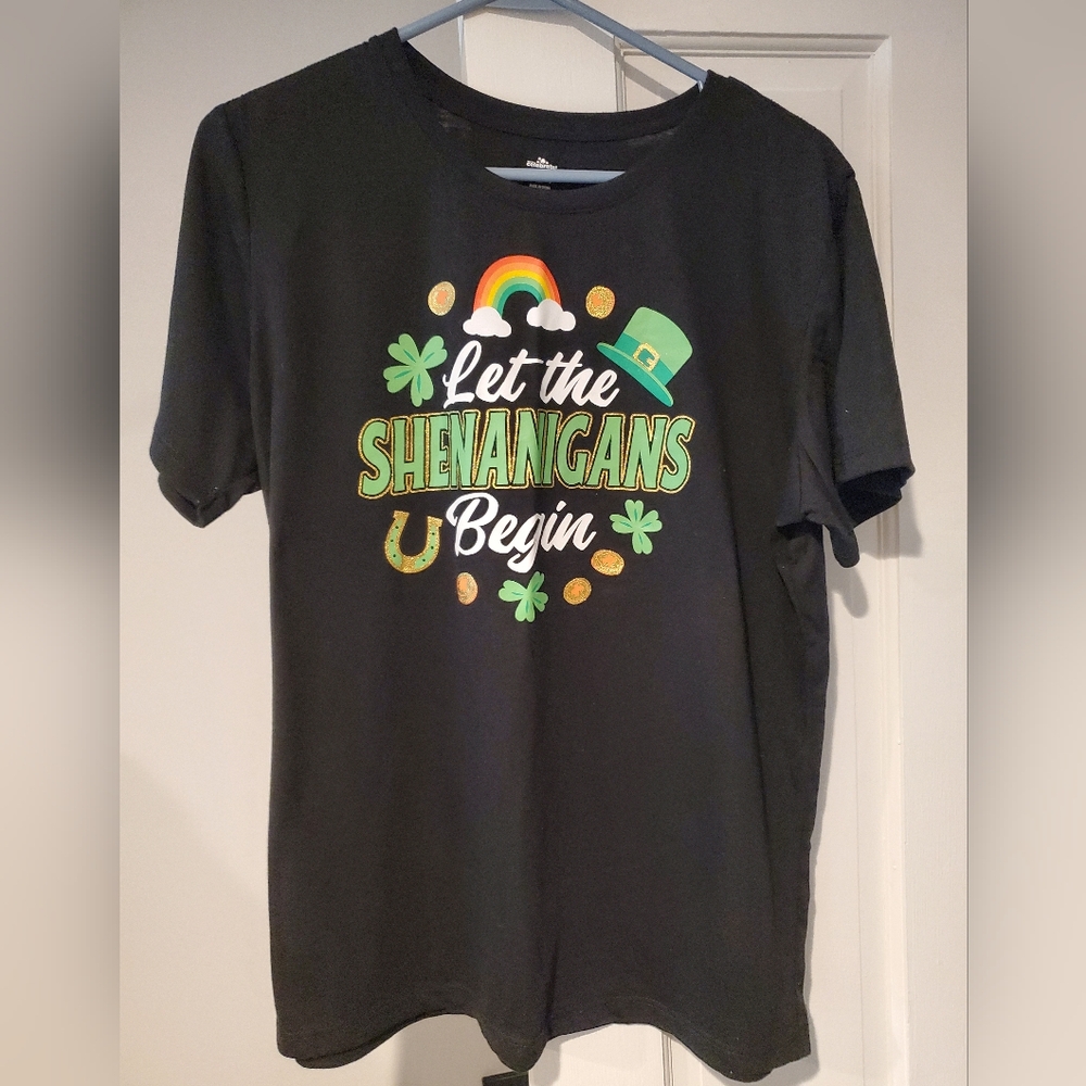Black Graphic Tee with St. Patrick's Day Design